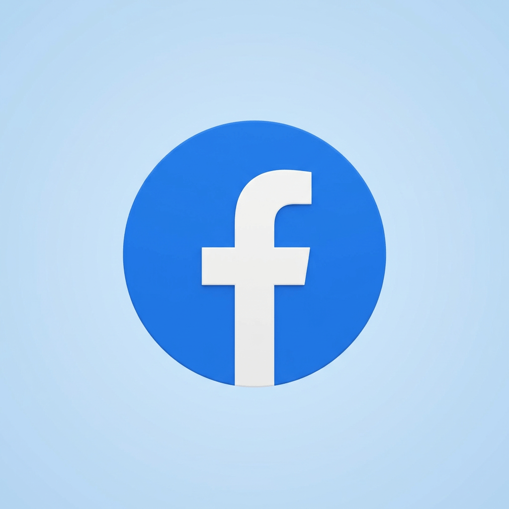 White lowercase 'f' on a blue circular background representing the Facebook logo